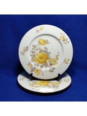Yellow Roses Dinner Plates Set of 2 Mayfair By Castleton China Made In USA